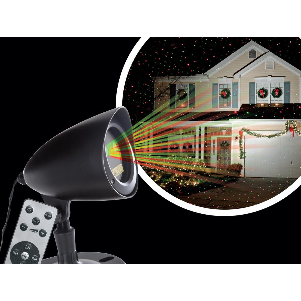 Projecteur Laser extérieur Laser de façade rouge et vert avec télécommande  - Lasers, projecteurs de noël - Décomania