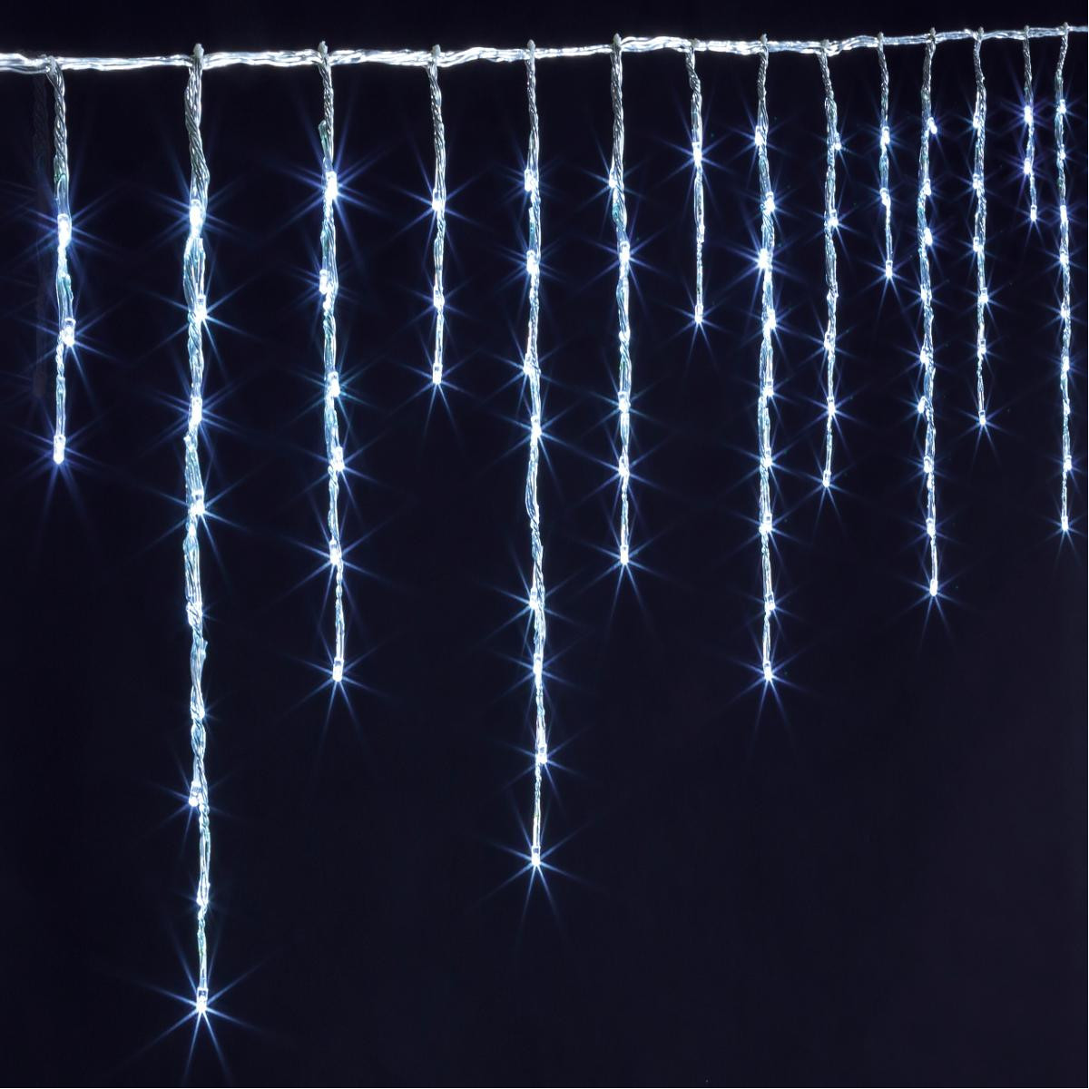 Guirlande lumineuse d'extérieur Rideau stalactite 120 LED Blanc froid 20  Tombées de lumière - Guirlandes lumineuses pour extéri