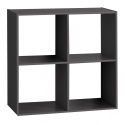 Étagère bois 4 cases mix noire