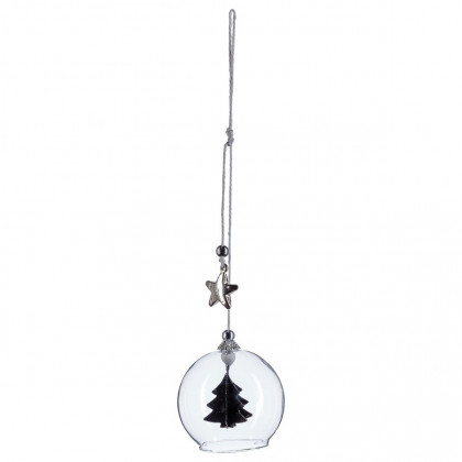 Boule de Noël en verre avec deco métal D 8 cm Un Noël kinfolk