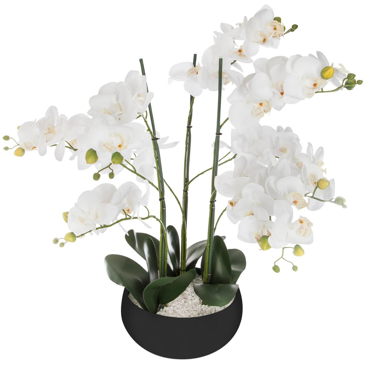 Plante artificielle avec pot en céramique en blanc et support