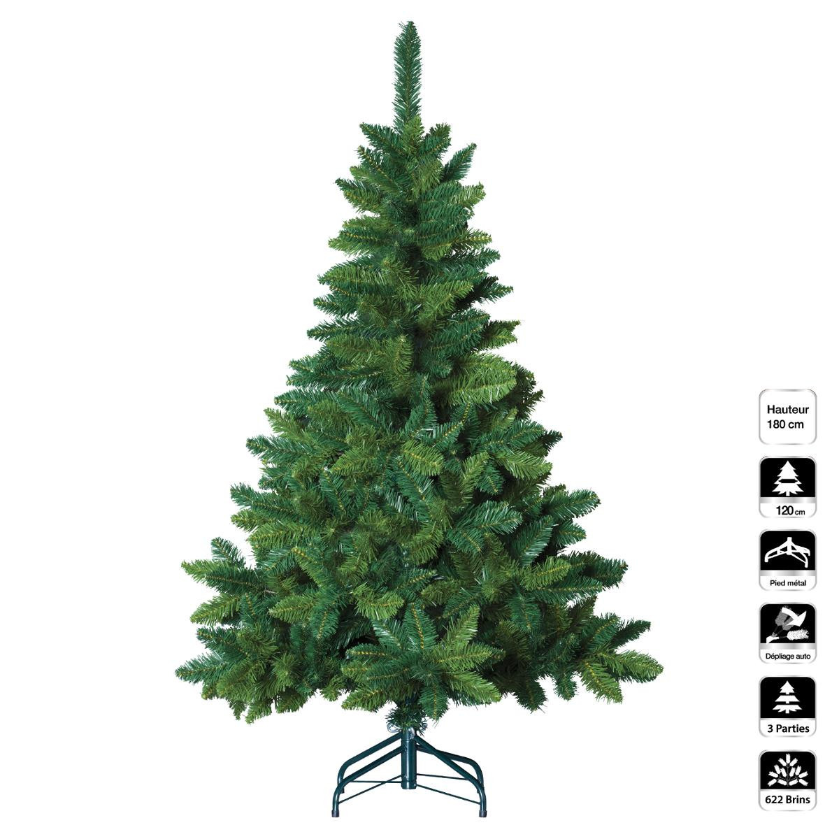 Sapin de Noël artificiel Vert qualité Premium H 180 cm collection Blooming  - Sapins - Décomania