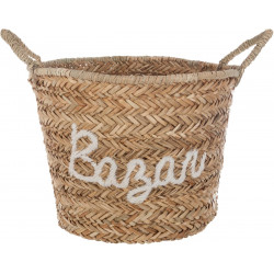 Panier de rangement osier & broderie blanche