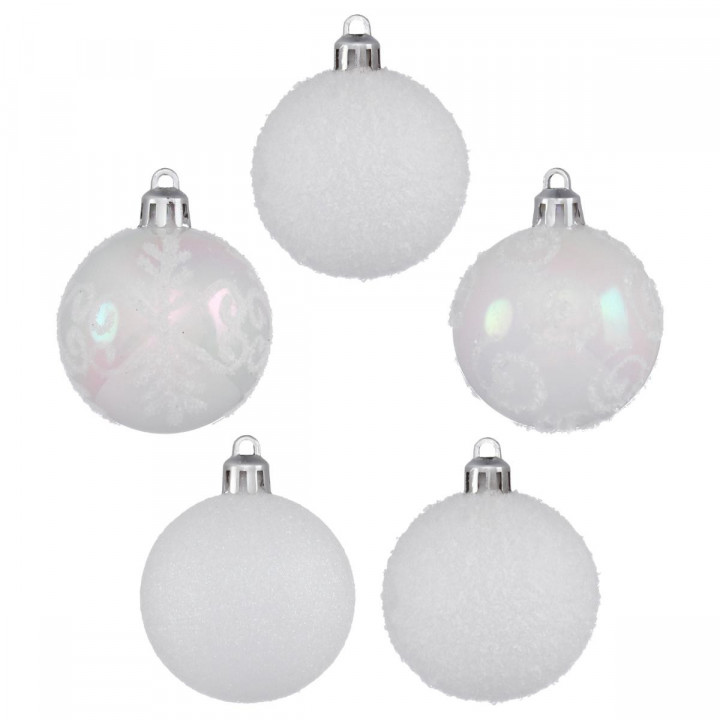 Christmas-Decorations Lot de 12 mini boules de Noël en verre avec fil métallique Blanc 2 cm