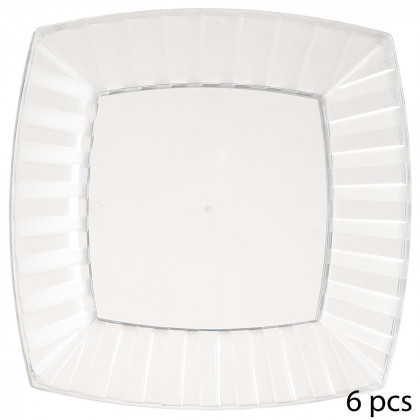 Lot de 6 assiettes plastique rondes design 26 cm - Vaisselle jetable -  Décomania