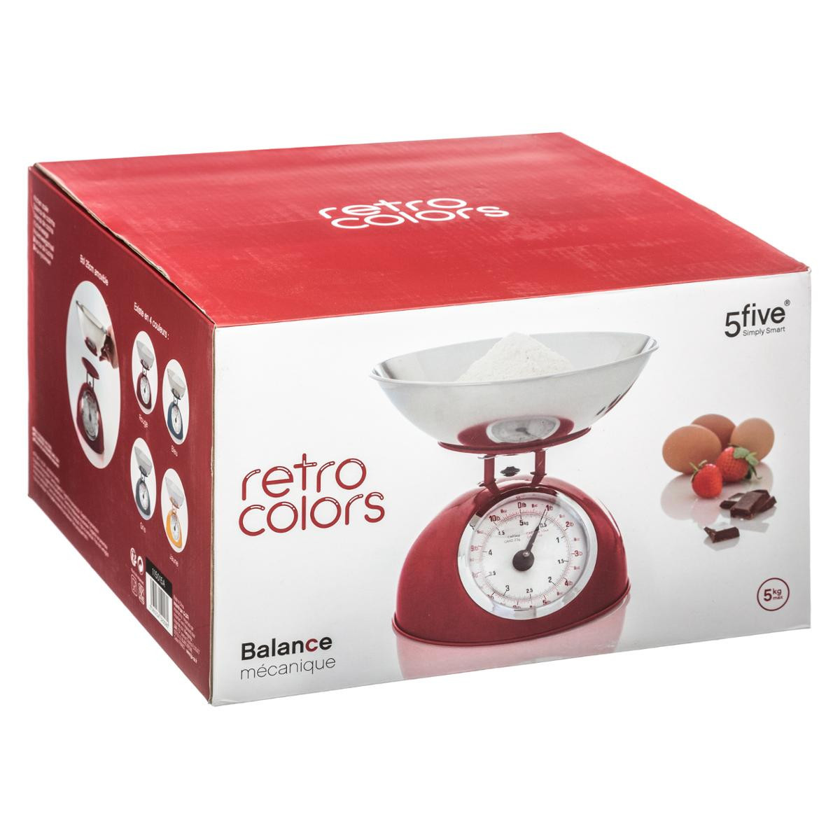 Balance de cuisine mécanique '' Rétro '' 5 kg Rouge Bol Amovible Ø 25 cm en  Inox