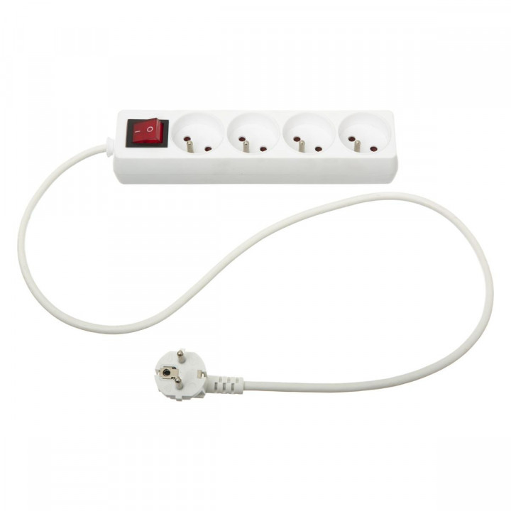 Multiprise blanche 4 prises avec interrupteur (3680 W / 16A)