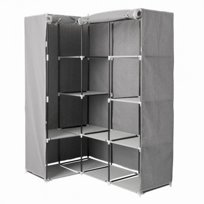 Armoire d'angle 2 penderies  + 12 étagères
