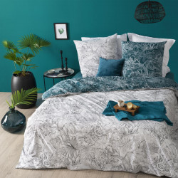 Parure de lit 2 Personnes  imprimée jungle noire & blanche 240X220