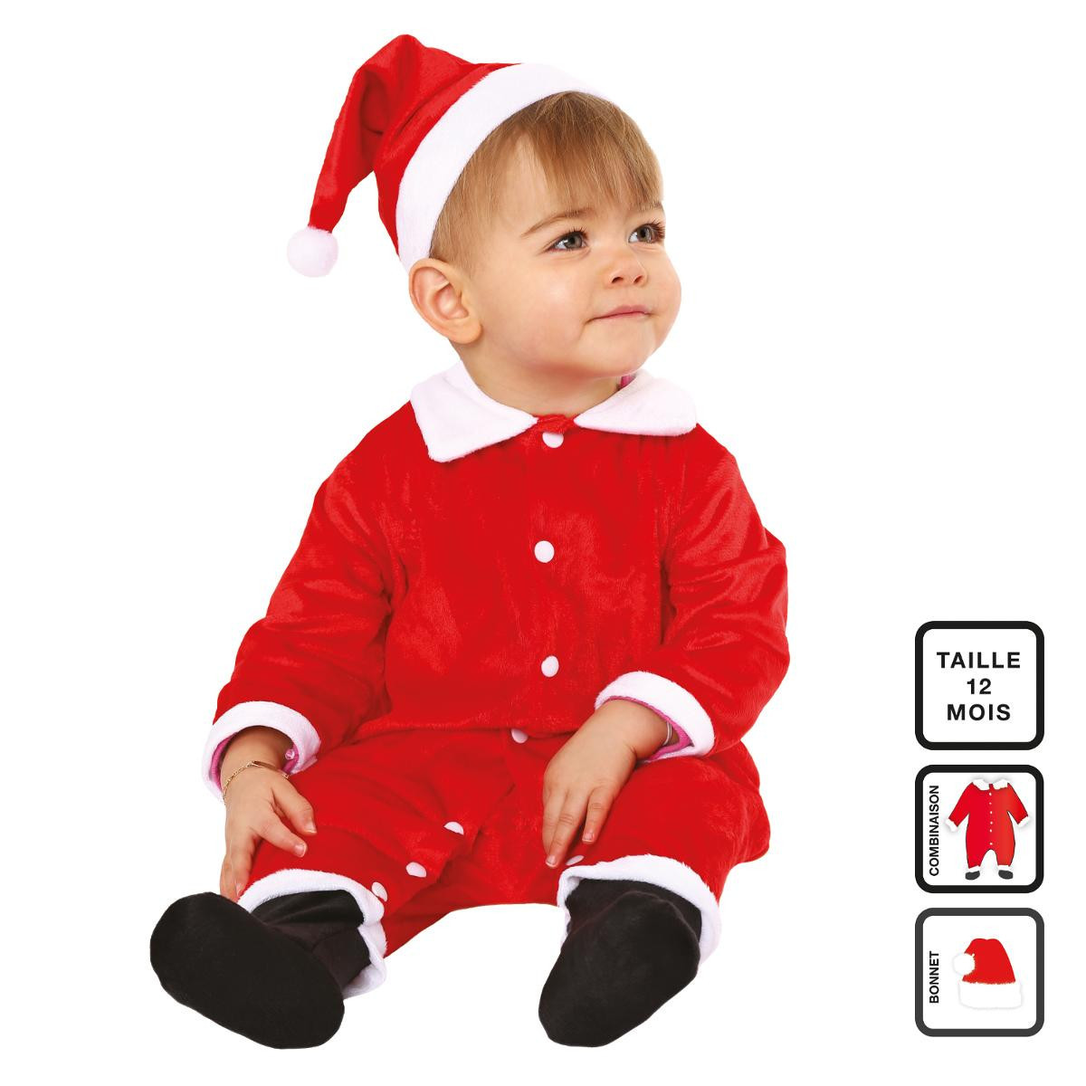 Déguisement de Noël pour Bébé 12 mois Bonnet et Combinaison Les