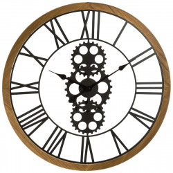 Grande pendule en métal et bois D 70 cm style industriel