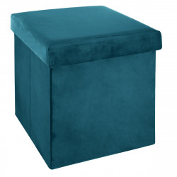 Pouf pliant velours bleu pétrole tess 38x38