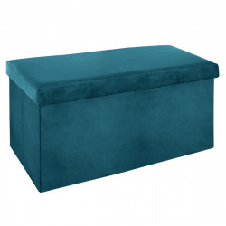 Pouf pliant double bleu pétrole "tess" en velours 76,6x38 cm 2 places
