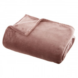 Plaid flanelle uni rose 125x150