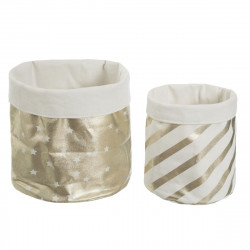 2 bacs de rangement en coton doré douceur