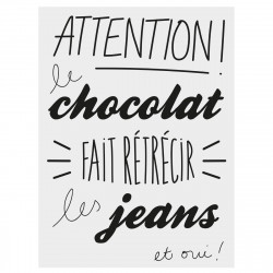 1 planche sticker déco citation "chocolat" 30 x 40 cm