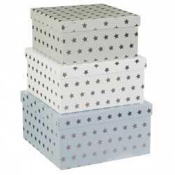Lot de 3 Boites carrée étoiles argent