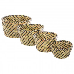 Lot de 4 paniers en seagrass et pvc noir