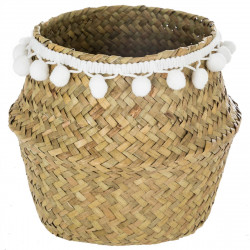 Panier seagrass avec pompon blanc bohemian dream