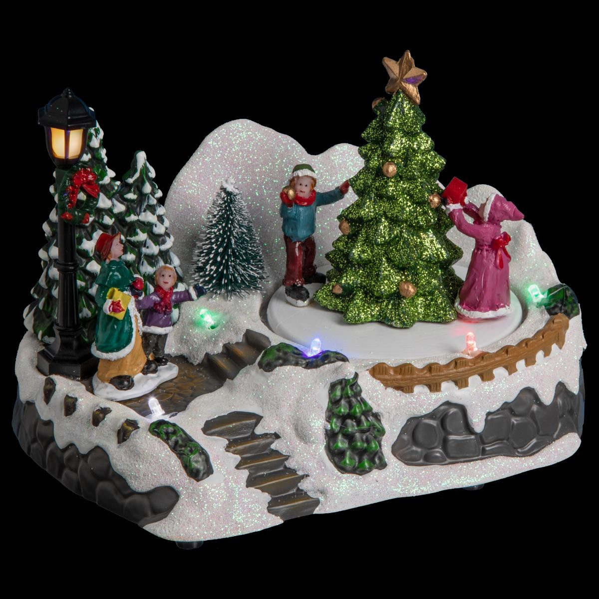 Mini-décoration de village de Noël scène d'église à piles For