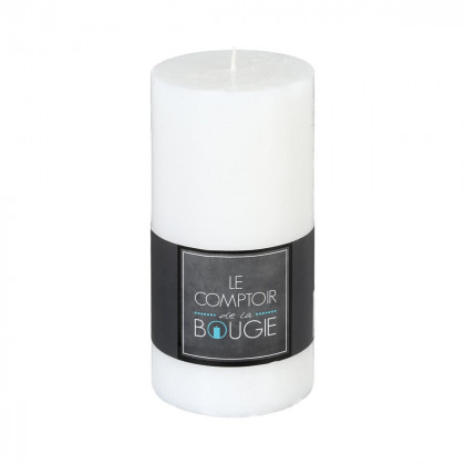 Bougie ronde rustique D. 7 x H. 14 cm Blanc