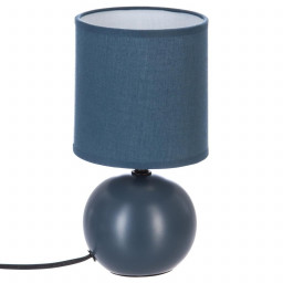 Lampe en céramique Pied Boule Bleu mat H 25 cm