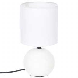 Lampe en céramique Pied Boule striée Blanc H 25 cm