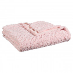 Plaid rose effet fourrure bouclée 180x230