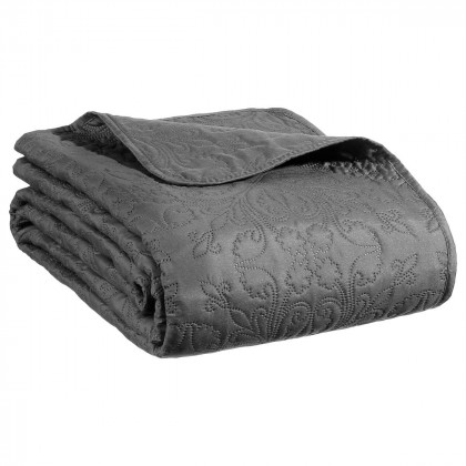 Dessus de lit arabesque gris foncé 240x260 cm + 2 housses d'oreillers