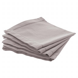 Lot de 4 serviettes de table chambray gris clair