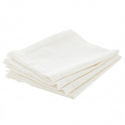 Lot de 4 serviettes de table chambray blanches