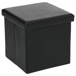 Pouf pliant carré PVC noir 38x38