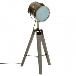 Lampe Projecteur en métal Bronze et pied en Bois Ebor H 68 cm