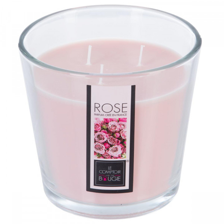 Bougie parfumée en verre rose D13.5