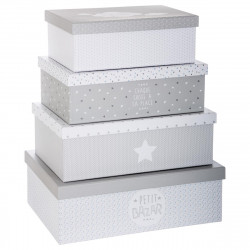 Lot de 4 boîtes de rangement imprimées "Douceur"