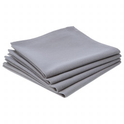 Lot de 4 serviettes de table grises claires en coton