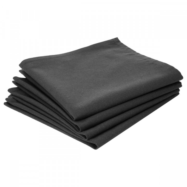 Lot de 4 serviettes de table grises en coton