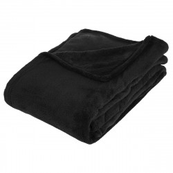 Plaid microfibre noir 130x180