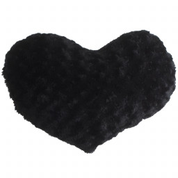 Coussin coeur boucle noir 28 x 36 cm