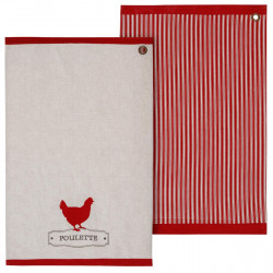 Lot de 2 torchons Poule 45X70