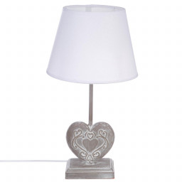 Lampe à poser Coeur Pied en bois H 49 cm style Romance