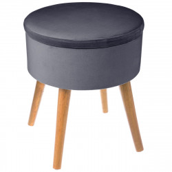 Tabouret coffre gris Trend "Tess" en velours D36