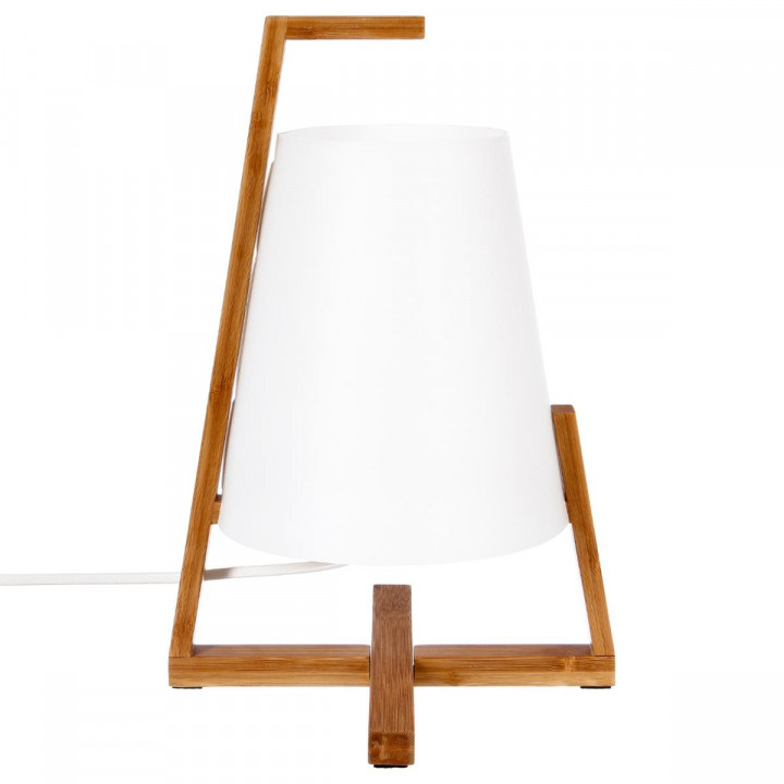 Lampe bambou & abat-jour plastique H31