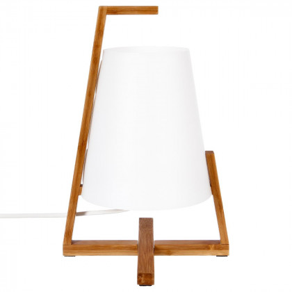 Lampe bambou & abat-jour plastique H31