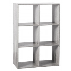 Étagère bois 6 cases mix grise