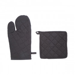 Gant + manique en coton gris foncé