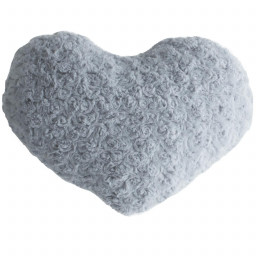 Coussin coeur boucle gris 28 x 36 cm
