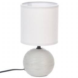 Lampe en céramique Pied Boule striée Gris clair H 25 cm