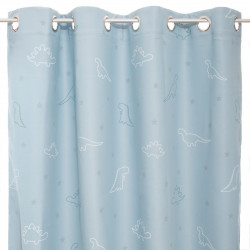 Rideau occultant phosphorescent bleu dinosaures  140 x 250 cm