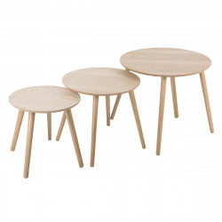 Lot de 3 Tables à café rondes en bois mileo
